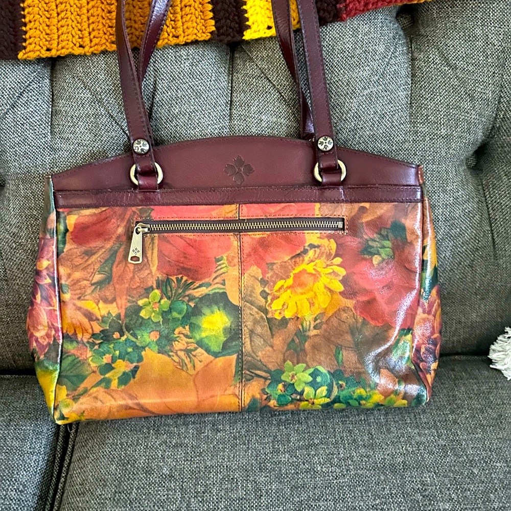 Patricia Nash Multi Color Floral Print Leather Poppy Tote Handbag